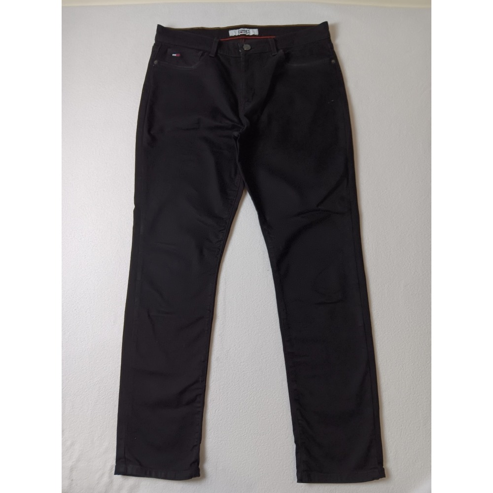Tommy Jeans Mens 34x32 Black Straight Leg Cotton Lyocell Stretch Pants